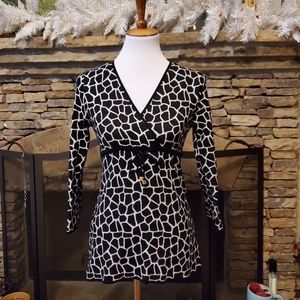 Michael Kors Animal Print Black and White Sweater